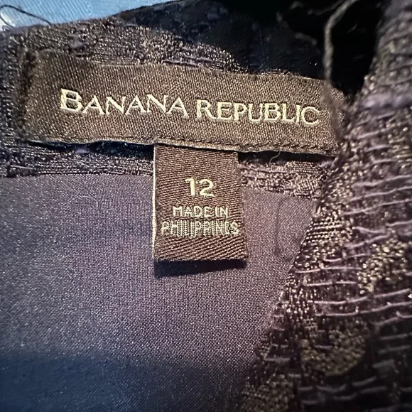 Banana Republic V-Neck Sleeveless Navy Blue Tapestry Dress - Picture 5 of 10